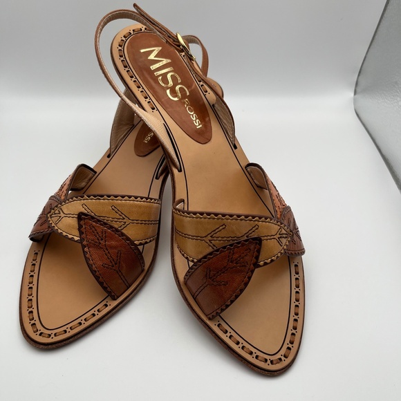 🍮MISS ROSSI Caramel Slingback Italian sandals NWT - Picture 6 of 7
